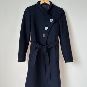MNG Navy Wool Coat with Belt